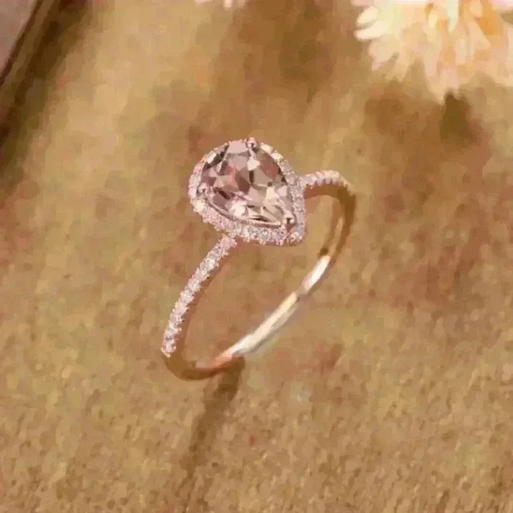 New Rose Gold Pear Shape Ring